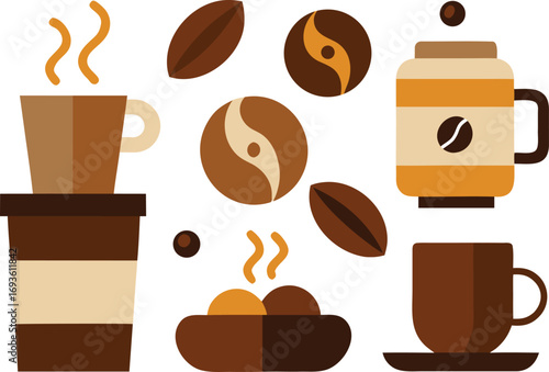National coffee day collection vector elements for delicious coffee moments