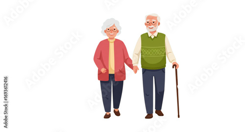 senior couple walking