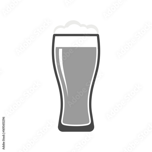 Refreshing beer glass with foam top minimalist line art icon beverage drink refreshment vector