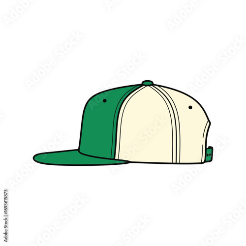 Flat brim baseball cap fashion hip hop streetwear accessory vector
