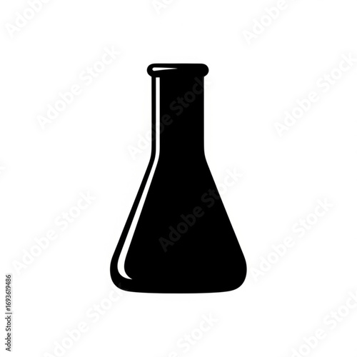 Black silhouette of a laboratory flask isolated on white background