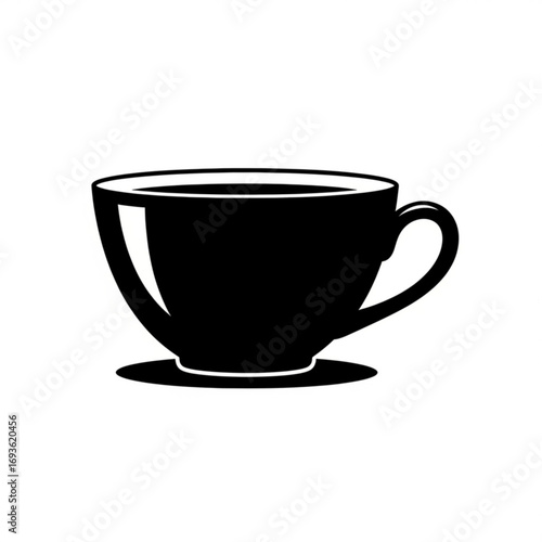 Black coffee cup silhouette isolated on white background