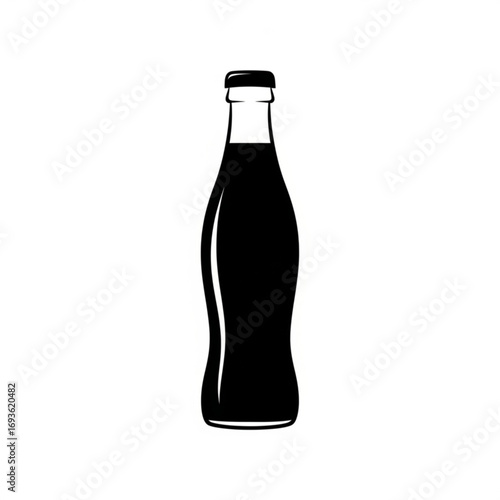Black silhouette of a soda bottle isolated on white background silhouette
