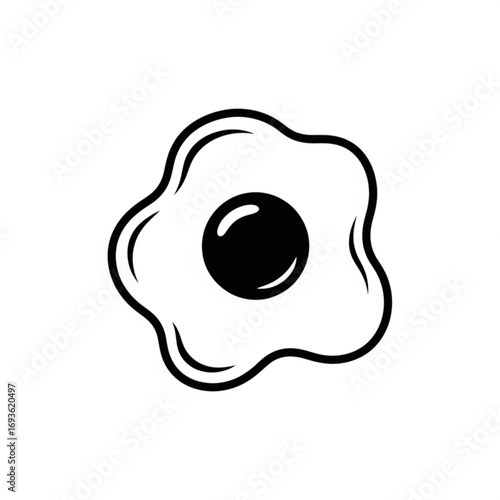 Fried egg silhouette isolated on white background