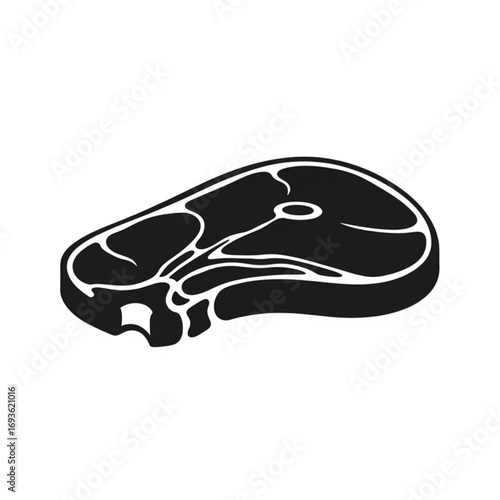 Raw t bone steak silhouette isolated on white background