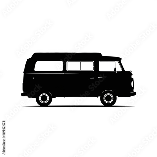 Classic van silhouette isolated on white background