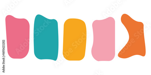 Abstract organic rectangle shapes set. Frame boxes and blobs set. Orange fluid banners set. Amoeba design elements. Freeform hand-drawn splashes. Abstract geometric speech bubbles 