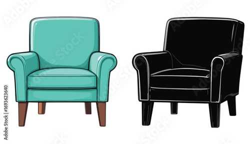 "Armchair Icon Illustration | Colored and Silhouette Furniture Design for Home and Interior Art"