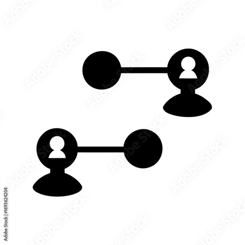 Conceptual illustration of social network with connected accounts and profiles in black