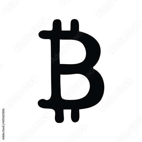 Black Bitcoin cryptocurrency symbol isolated on white background digital currency economy
