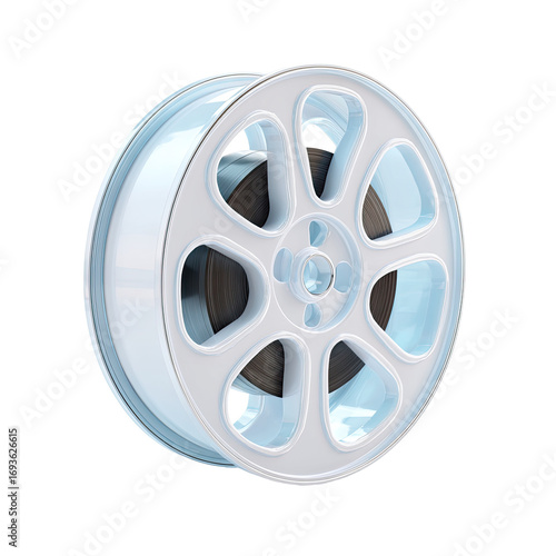 Light-blue film reel, 3D render