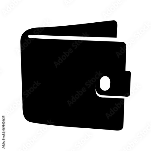 Simple Black Silhouette Icon of a Wallet with a Button Closure