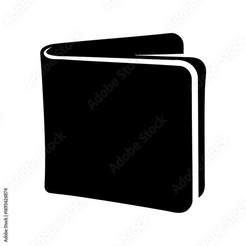 Simple black and white image of a book with a blank cover