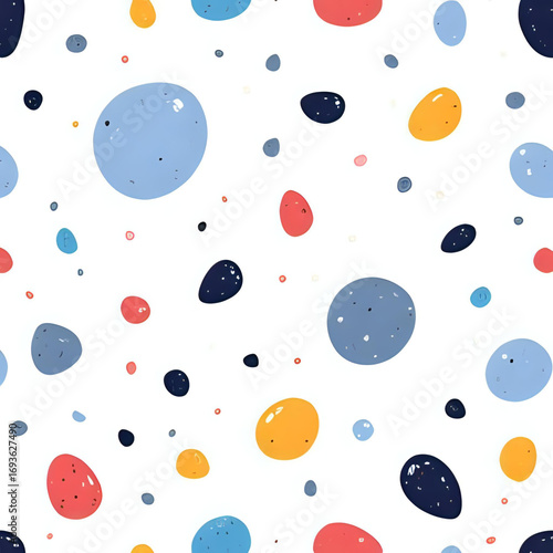 A playful abstract polka dot pattern creates a modern and minimalist design with soft neutral tones.