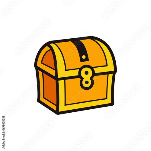 Cartoon treasure chest with a lock and keyhole