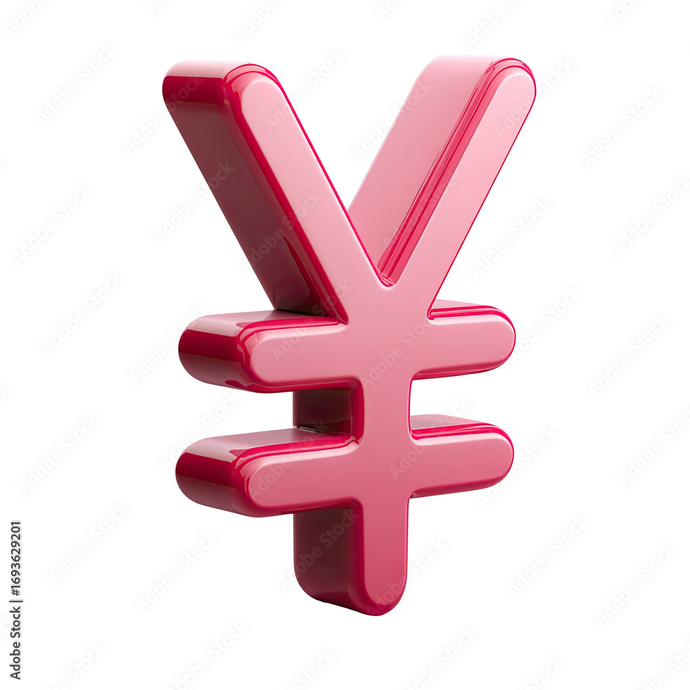 Fototapeta premium 3D rendered, glossy, magenta-pink Yen symbol