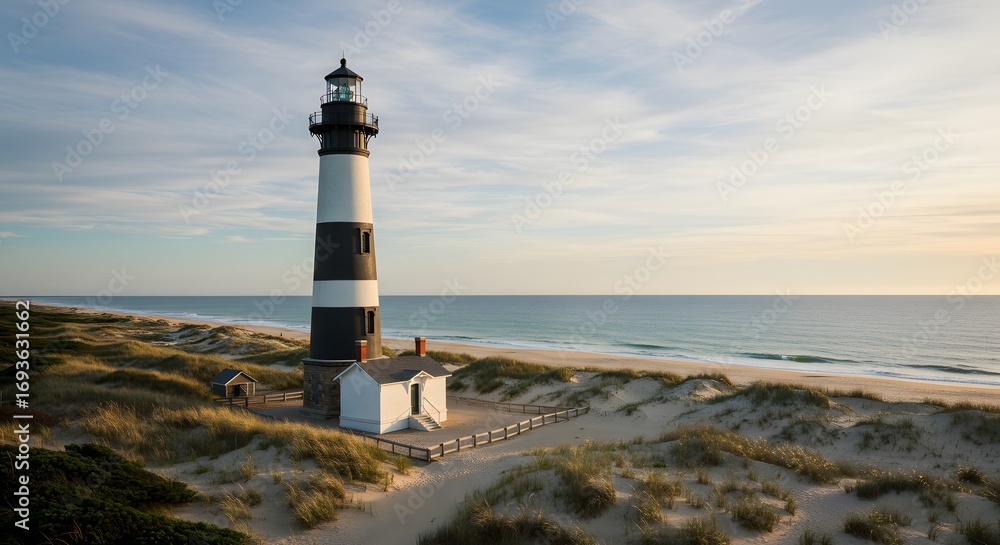 Fototapeta premium Lighthouse on coastal dunes