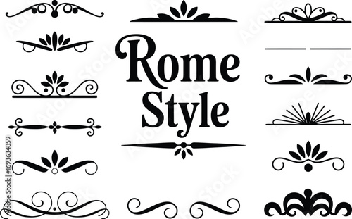 Elegant Rome style decorative borders and dividers for stunning invitations and creative design projects