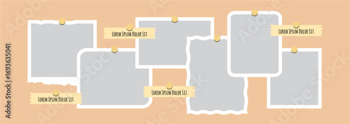 Pictures or photos frame collage, page grid layout abstract photo frames and digital photo wall template