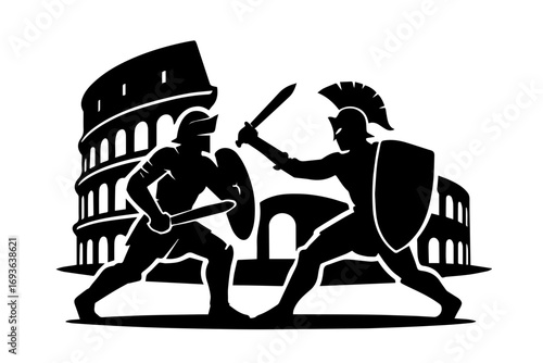 Gladiators Fighting in Colosseum