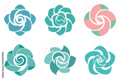 Floral Icons Collection of Symmetrical Flower Designs