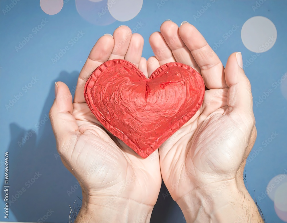 Obraz premium Hands holding a red heart