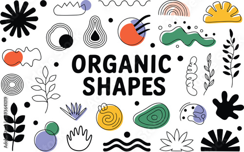 Abstract organic shapes and plant elements for modern designs create a trendy and fresh aesthetic feeling