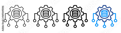 Database Development Icon Different Style Outline Collection Set