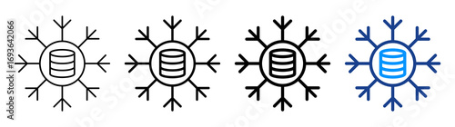 Snowflake Schema Icon Different Style Outline Collection Set