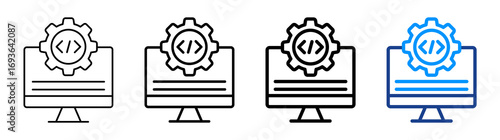 Backend Development Icon Different Style Outline Collection Set