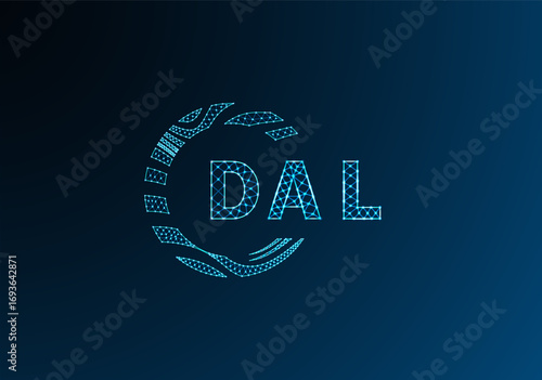 DAL low poly letter logo vector design. DAL lower poly logo design. DAL unique low poly logo design.