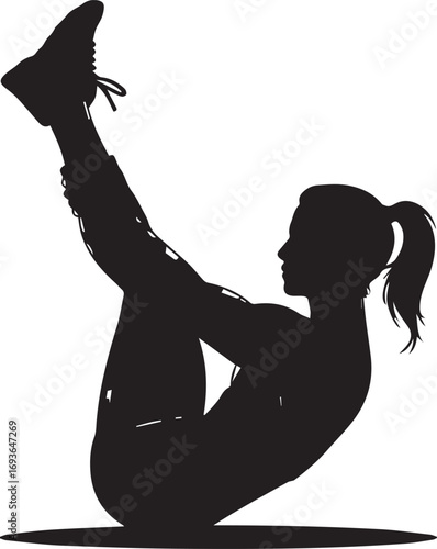 Fitness athlete silhouette performing abdominal exercise in a dynamic pose
