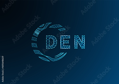 DEN low poly letter logo vector design. DEN lower poly logo design. DEN unique low poly logo design.