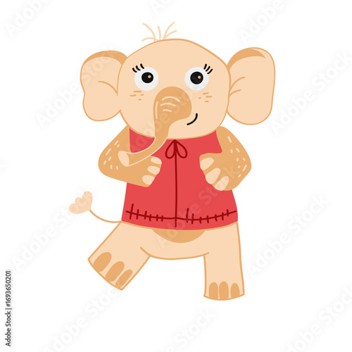 Illustration of a charming cartoon elephant with a sweet smile