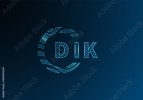 DIK low poly letter logo vector design. DIK lower poly logo design. DIK unique low poly logo design.