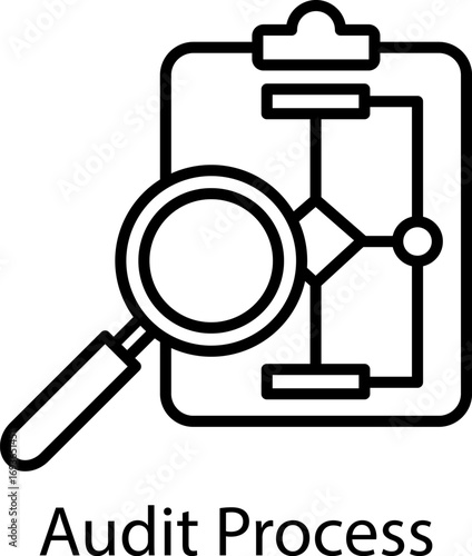 Audit Process Outline Style. Vector Illustration For Graphic Design