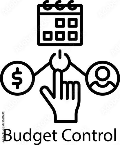 Budget Control Outline Style. Vector Illustration For Graphic Design