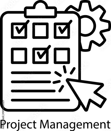 Project Management Outline Style. Vector Illustration For Graphic Design