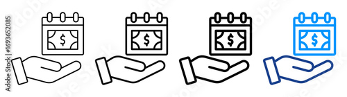 Payment Day Icon Different Style Outline Collection Set