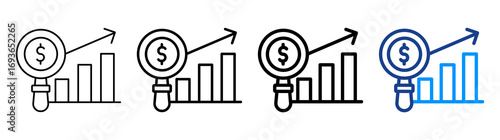 Financial Analysis Icon Different Style Outline Collection Set