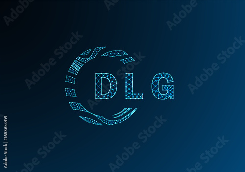 DLG low poly letter logo vector design. DLG lower poly logo design. DLG unique low poly logo design.
