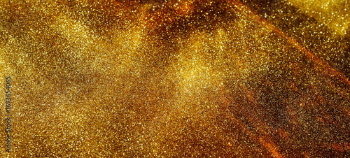 Abstract gold sparkles background with sunlight shadow template with copy space. Banner.Christmas, holiday backdrop, wallpaper.