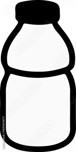 Simple black and white line art icon of a generic bottle with a cap, often used for drinks or liquids.
