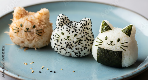 Whimsical Cat-Shaped Onigiri Adorable Rice Ball Artistry, a Culinary Delight
