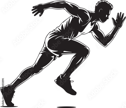 Dynamic silhouette of a muscular fitness athlete sprinting in motion powerful athletic runner