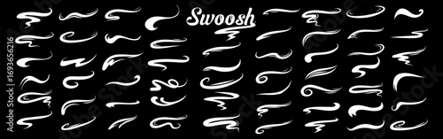 Baseball swoosh tails for retro text style. Vector underline swash ornaments for sporty typography and font curves.