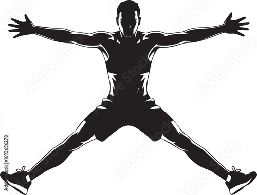 Athletic silhouette in dynamic pose demonstrating strength and agility fitness training workout
