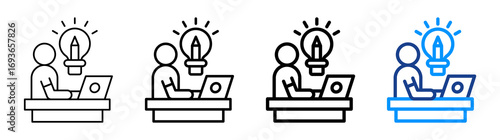 Creative Work Icon Different Style Outline Collection Set