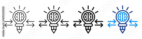 Creative Approach Icon Different Style Outline Collection Set