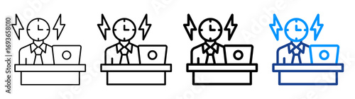 Hard Work Icon Different Style Outline Collection Set